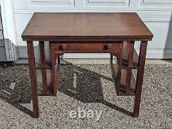 Antique Mission Arts & Crafts Tiger Oak Library or Student Desk, Bookshelf Sides