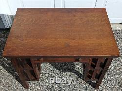 Antique Mission Arts & Crafts Tiger Oak Library or Student Desk, Bookshelf Sides