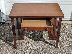 Antique Mission Arts & Crafts Tiger Oak Library or Student Desk, Bookshelf Sides