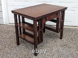 Antique Mission Arts & Crafts Tiger Oak Library or Student Desk, Bookshelf Sides