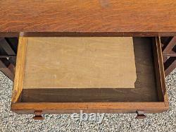 Antique Mission Arts & Crafts Tiger Oak Library or Student Desk, Bookshelf Sides