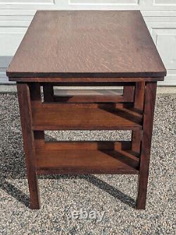 Antique Mission Arts & Crafts Tiger Oak Library or Student Desk, Bookshelf Sides