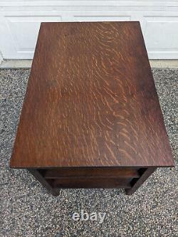 Antique Mission Arts & Crafts Tiger Oak Library or Student Desk, Bookshelf Sides