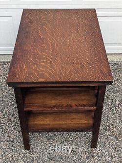 Antique Mission Arts & Crafts Tiger Oak Library or Student Desk, Bookshelf Sides