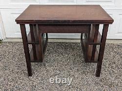 Antique Mission Arts & Crafts Tiger Oak Library or Student Desk, Bookshelf Sides