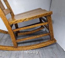 Antique Mission Arts & Crafts Tiger Oak Wood Ladies Sewing Rocking Chair