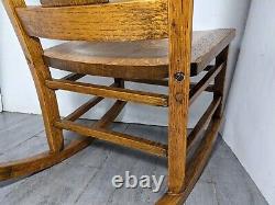 Antique Mission Arts & Crafts Tiger Oak Wood Ladies Sewing Rocking Chair