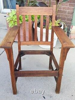 Antique Mission Arts & Crafts quarter sawn oak armchair Stickley chair