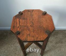 Antique Mission Arts and Crafts Small Oak Table or Plant Stand Early 1900's