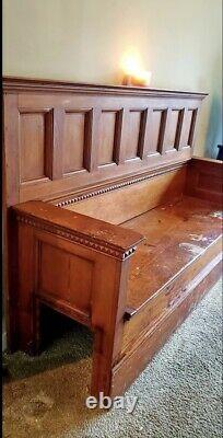 Antique Mission Catholic Church Pew 1800s Fir Bench Large Storage Seat Craftsman