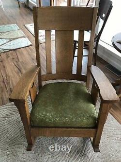 Antique Mission Craftsman oak rocker rocking chair solid quarter sawn