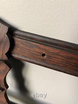 Antique Mission Diamond Mirror Oak Hanging Entry Hall Tree Coat Hat Rack