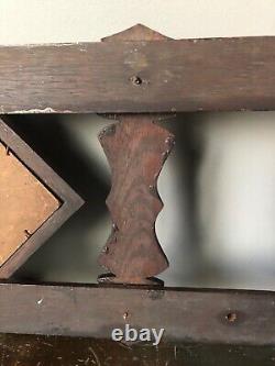 Antique Mission Diamond Mirror Oak Hanging Entry Hall Tree Coat Hat Rack