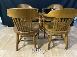 Antique Mission Gunlocke Style Tiger Oak Wood Banker chair BL Marble (per chair)