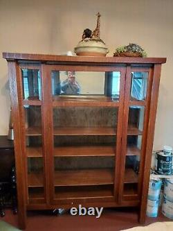 Antique Mission Oak 2 Door Bookcase China Cabinet