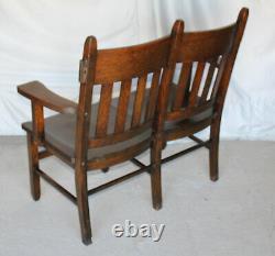 Antique Mission Oak 3 piece set Bench, Arm Chair and Rocker Arts and Craft