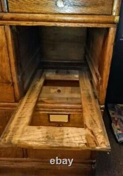 Antique Mission Oak 9 Drawer Stacking Folder File Cabinet Solid Heavy Wood NICE