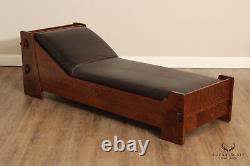 Antique Mission Oak And Leather Day Bed