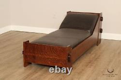 Antique Mission Oak And Leather Day Bed