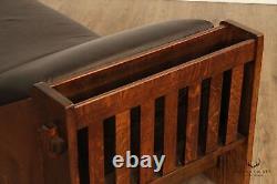 Antique Mission Oak And Leather Day Bed