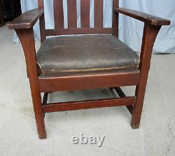Antique Mission Oak Arm Chair original finish Arts and Crafts Style