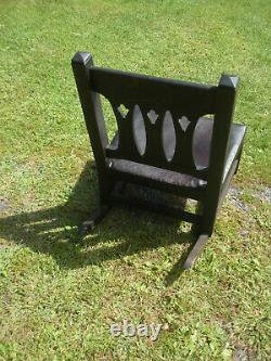 Antique Mission Oak Art and Crafts Cutout Rocking Chair Limbert Stickley Bros