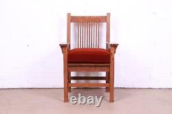 Antique Mission Oak Arts & Crafts Armchair Attributed to Stickley, Circa 1900
