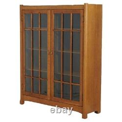 Antique Mission Oak Arts & Crafts Double Door Bookcase C1910