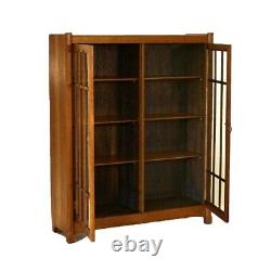 Antique Mission Oak Arts & Crafts Double Door Bookcase C1910