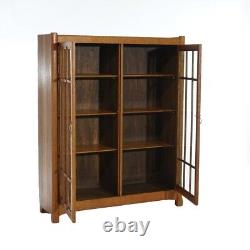 Antique Mission Oak Arts & Crafts Double Door Bookcase C1910