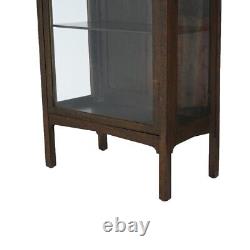 Antique Mission Oak Arts & Crafts Leaded Glass Enclosed Bookcase Vitrine C1900