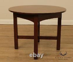 Antique Mission Oak Arts & Crafts Period 36 inch Round Lamp Table