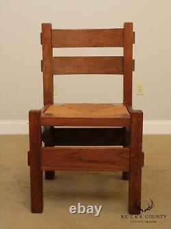Antique Mission Oak Arts & Crafts Period Rush Seat Side Chair