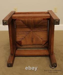 Antique Mission Oak Arts & Crafts Period Rush Seat Side Chair