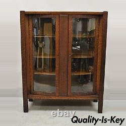 Antique Mission Oak Arts & Crafts Stickley Era 2 Door China Cabinet