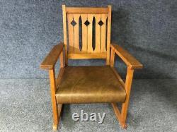 Antique Mission Oak Arts & Crafts Stickley Style Childs/Kids Rocing Chair