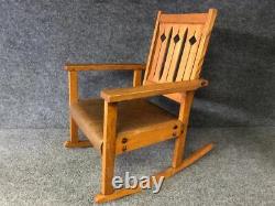 Antique Mission Oak Arts & Crafts Stickley Style Childs/Kids Rocking Chair
