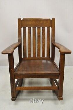 Antique Mission Oak Arts & Crafts Stickley Style Rocker Rocking Chair