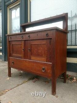 Antique Mission Oak Arts and Crafts Period Sideboard