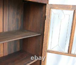 Antique Mission Oak Bookcase leaded glass windows
