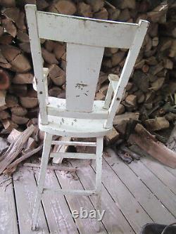 Antique Mission Oak Childs High Chair Painted White Pre Refinishing Sale