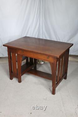 Antique Mission Oak Desk with bookcase on the end Limbert Arts & Crafts Styl