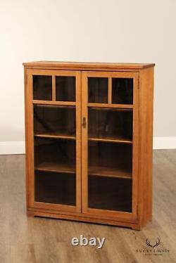 Antique Mission Oak Glass Door Bookcase