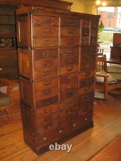 Antique Mission Oak Globe Stacking Paper/Card File Cabinet 41 Drawers