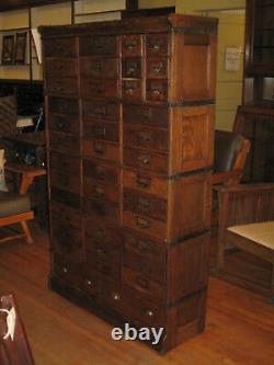 Antique Mission Oak Globe Stacking Paper/Card File Cabinet 41 Drawers