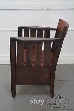 Antique Mission Oak & Leather Cube Chair