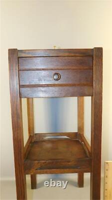 Antique Mission Oak One Drawer Cabinet Arts & Crafts Smoking Stand Ashtray