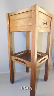 Antique Mission Oak One Drawer Cabinet Arts & Crafts Smoking Stand Ashtray