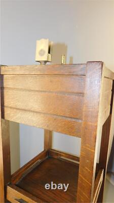 Antique Mission Oak One Drawer Cabinet Arts & Crafts Smoking Stand Ashtray