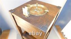 Antique Mission Oak One Drawer Cabinet Arts & Crafts Smoking Stand Ashtray